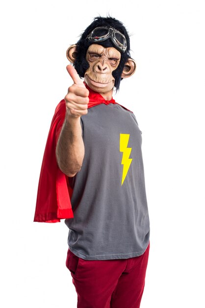 Superhero monkey man with thumb up