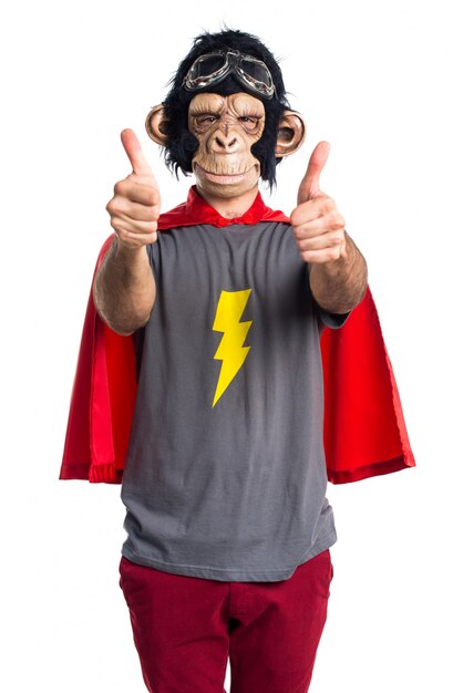 Superhero monkey man with thumb up