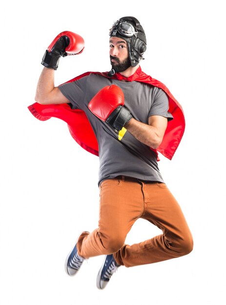 Superhero with boxing gloves