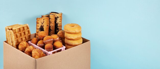 Supermarket banner with food