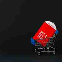 Бесплатное фото Тележка супермаркета с таблетками