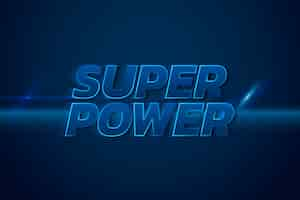 Free photo superpower 3d neon speed blue text typography illustration