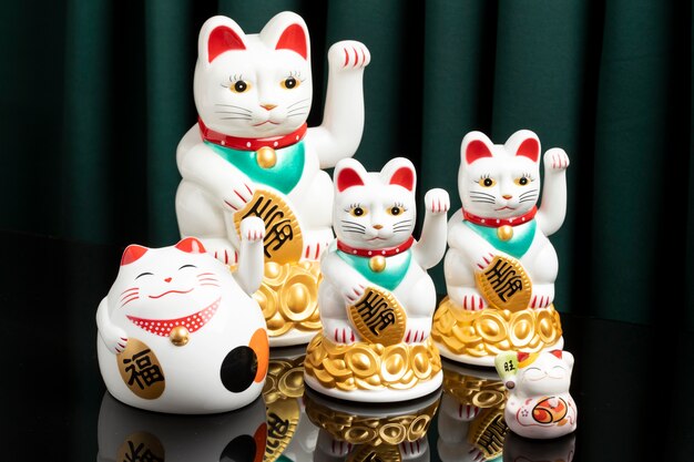 可愛い幸運の猫との迷信の概念