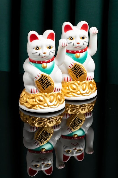 Superstition concept with lucky cats assortment