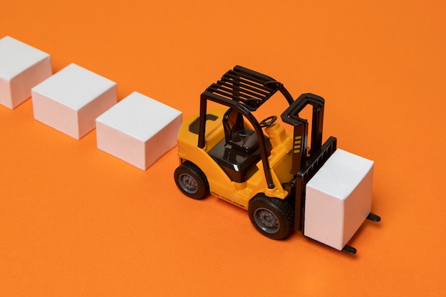 Supply chain representation with  forklift  high angle