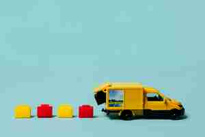 Free photo supply chain representation with yellow truck