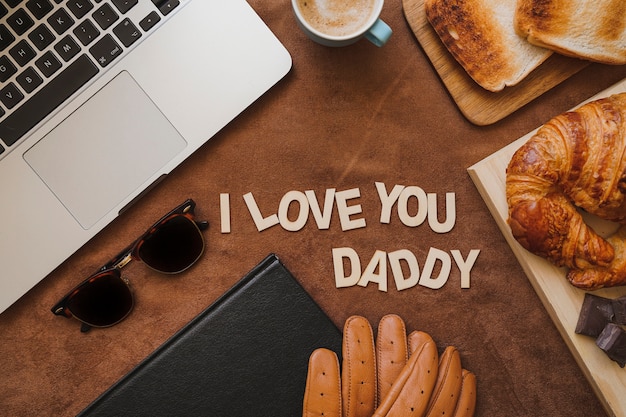 Free photo surface with variety of objects for father's day