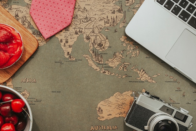 Surface with world map and blank space for father's day