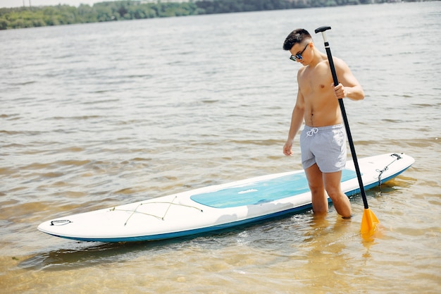 surfer on a summer beach