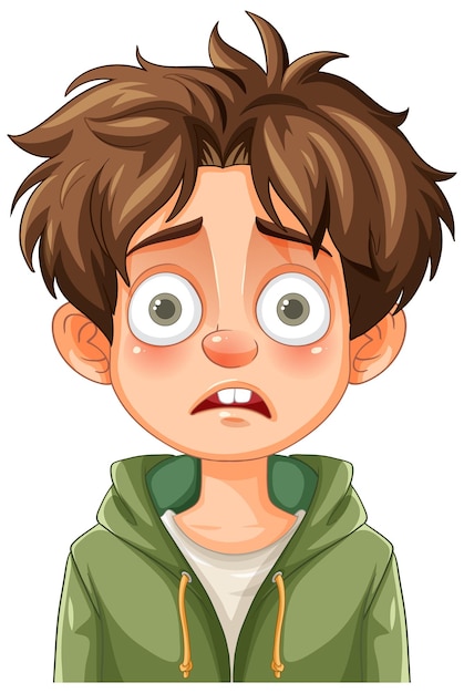 surprised boy in green hoodie
