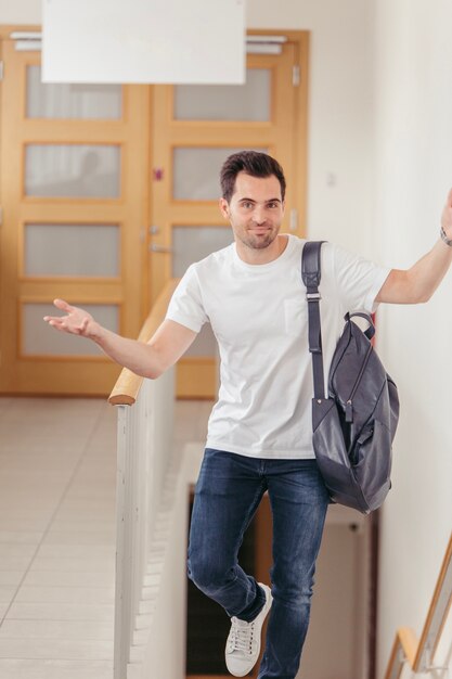 Surprised student man