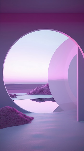 無料写真 紫色のトーンでシュールで夢のような風景の壁紙