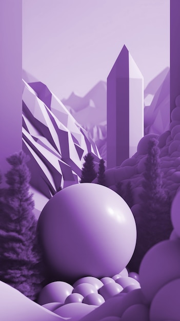 Free photo surreal and dreamlike landscape wallpaper in purple tones