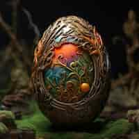 Free photo surreal easter egg with fantasy world landscape