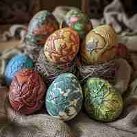 Бесплатное фото Сюрреалистичные пасхальные яйца с фантастическими деталями