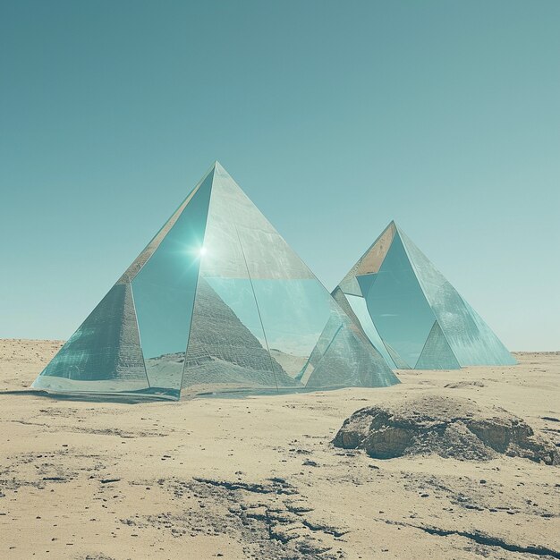 Surreal geometric shapes in the barren desert