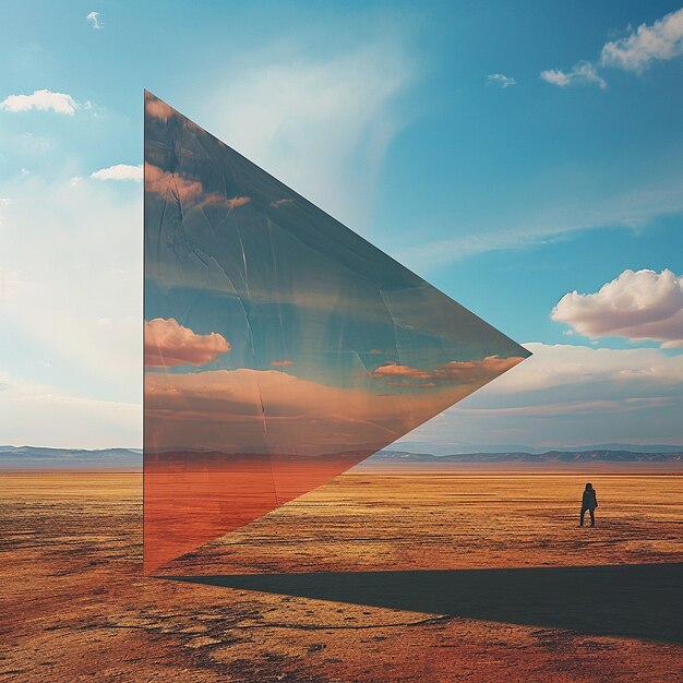 Surreal geometric shapes in the barren desert