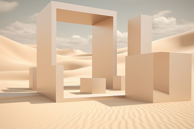 Surreal geometric shapes in the barren desert