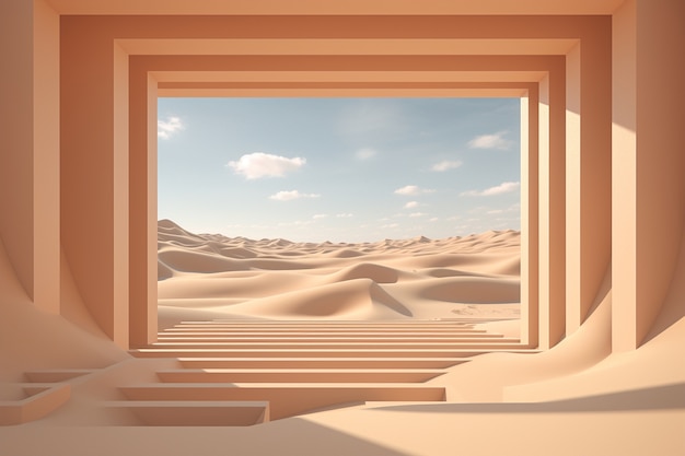 Foto gratuita forme geometriche surreali nel deserto sterile