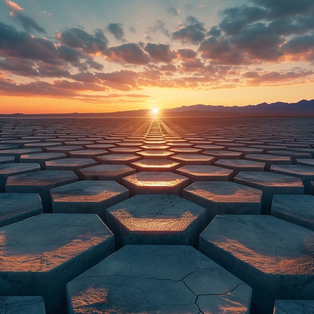 Surreal geometric shapes in the barren desert