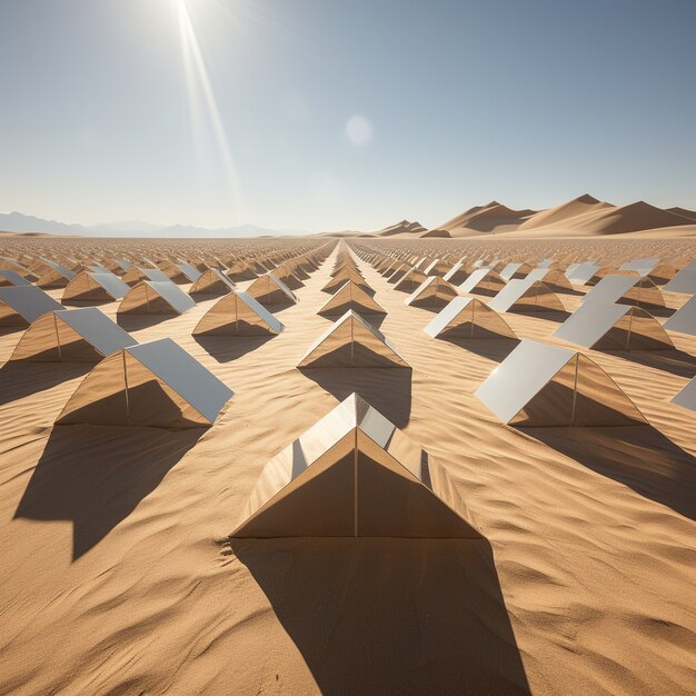 Surreal geometric shapes in the barren desert