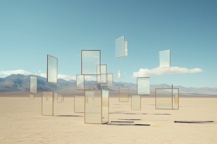 Free Photo surreal geometric shapes in the barren desert
