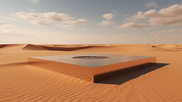 荒れ果てた砂漠の超現実的な幾何学的形状