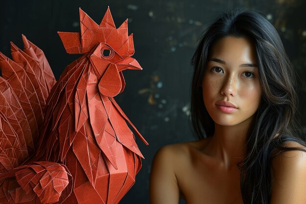Surreal portrait of person with geometric animal representation