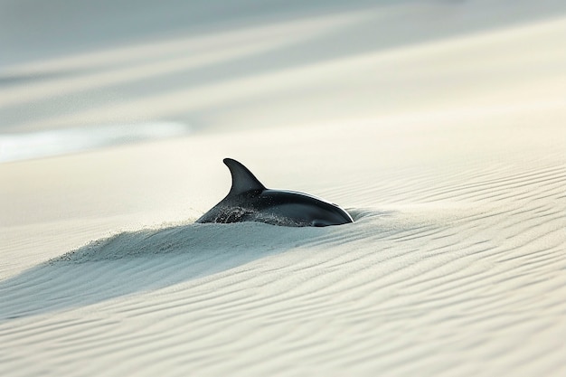 Сюрреалистичная изображение дельфина в пустыне.