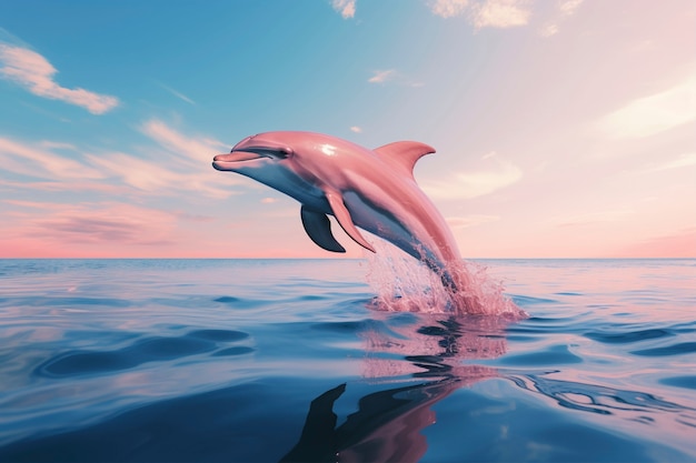 Free photo surreal rendering of dolphins in water