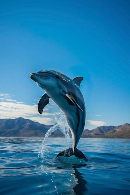 Foto gratuita rendering surreale di delfini in acqua.