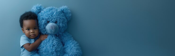 Free Photo surreal rendering of kid bounding with giant stuffed toy