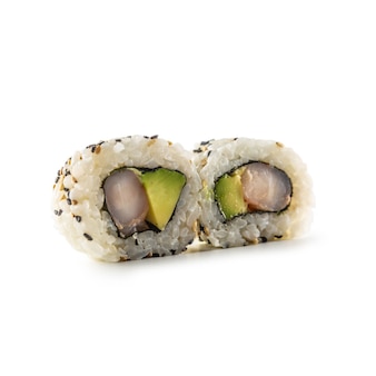 寿司​カリフォルニアロール​は​、​白い​背景​で​隔離​の​さまざまな​種類​を​ロールします​。