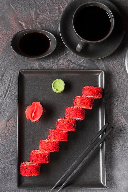 Free photo sushi dish at asian restaurant