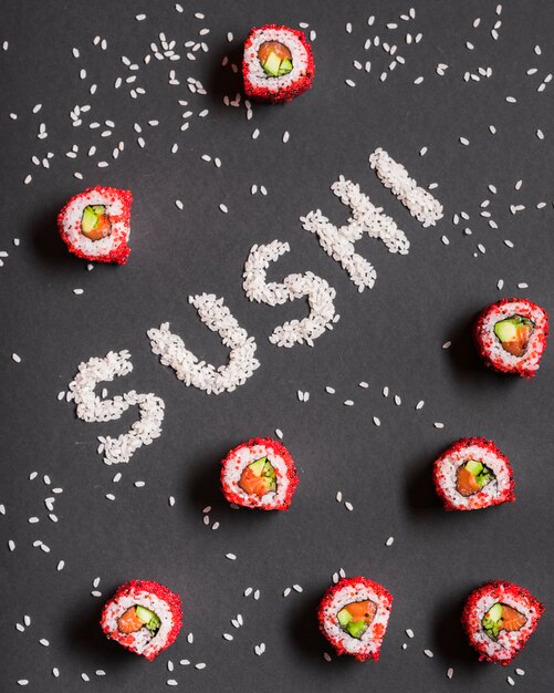 Sushi dish at asian restaurant