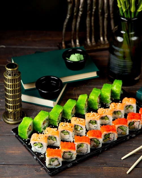 Sushi mix with salmon crab sticks