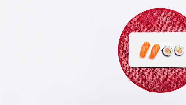 Sushi on red circle