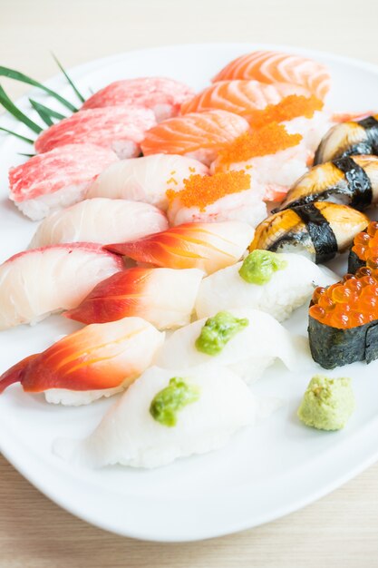 Sushi in white plate