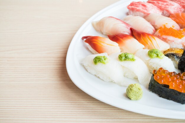 Sushi in white plate