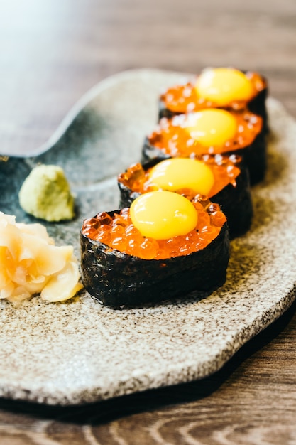 Sushi with salmon eggs