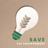 Free photo sustainable energy campaign tree light bulb paper craft media remix