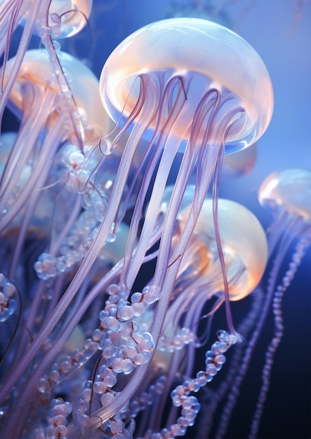 Free photo swarm of jellyfish in the ocean
