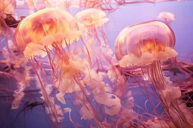 Рой медуз в океане