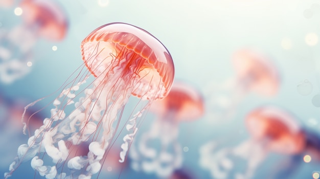 Free photo swarm of jellyfish in the ocean