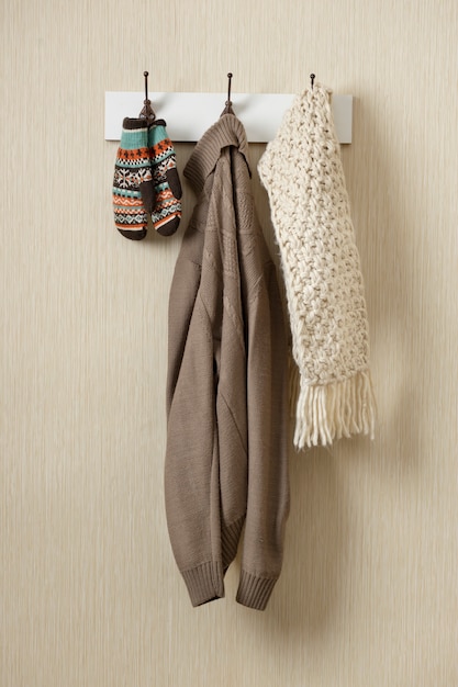 Sweater and scarf hanging