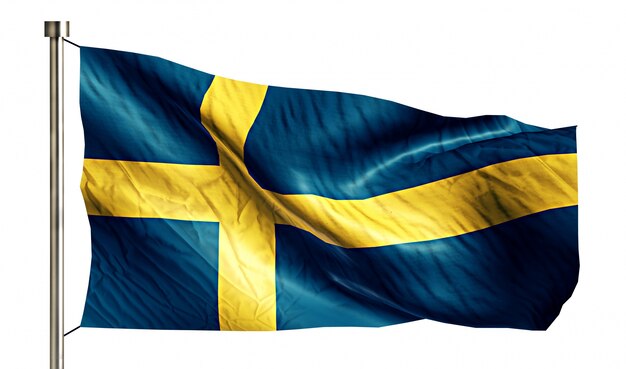 스웨덴 국기 절연 3D 흰색 배경