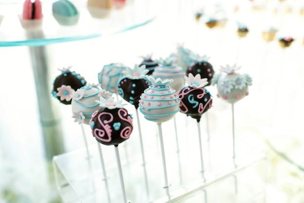 Sweet balls covered with white and black chocolate