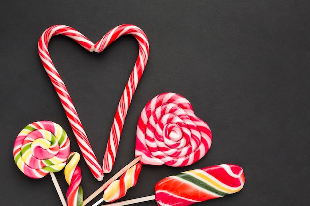 Sweet candy canes and lollipops