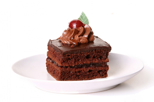 Sweet chocolate cake with cherry