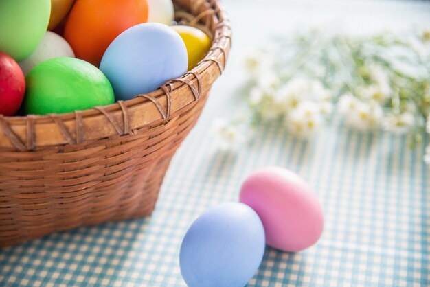 Sweet colorful Easter eggs background - national holiday celebration concepts